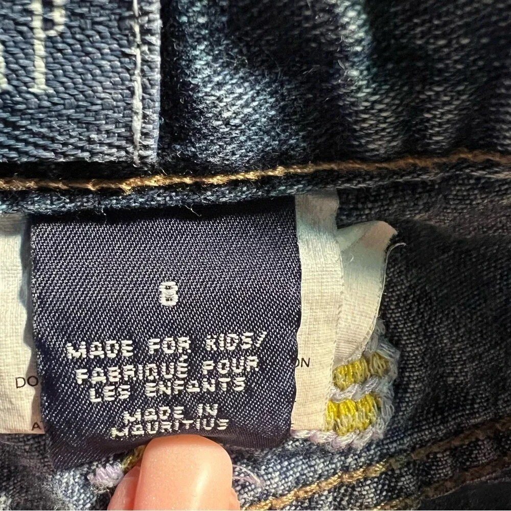 Gap Jeans Girls 8 Capri Embroidered Butterfly Medium Wash Denim Blue 100% Cotton